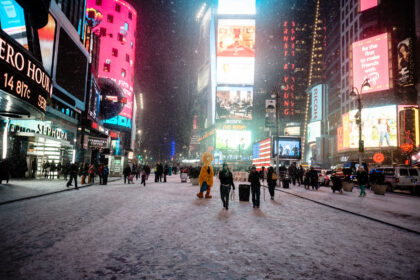 times squares janvier neige